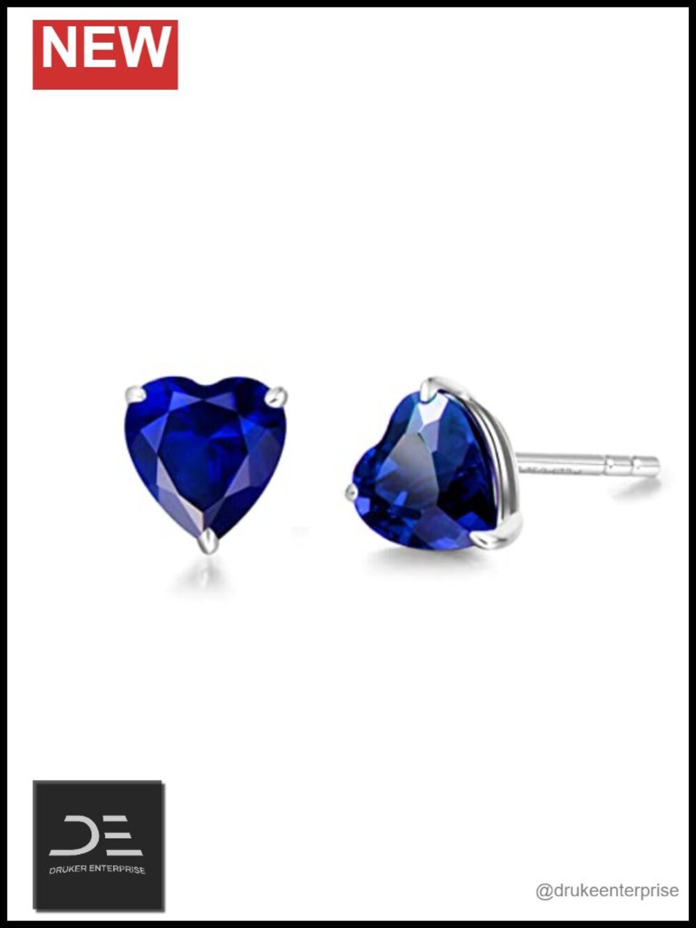 14k Solid Gold Sapphire Stud Earrings Prong Heart Birthstone Fine Jewelry Gift